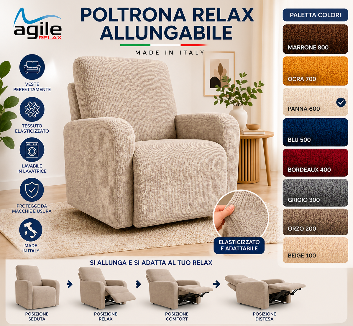 Copridivano per Poltrona Relax Allungabile