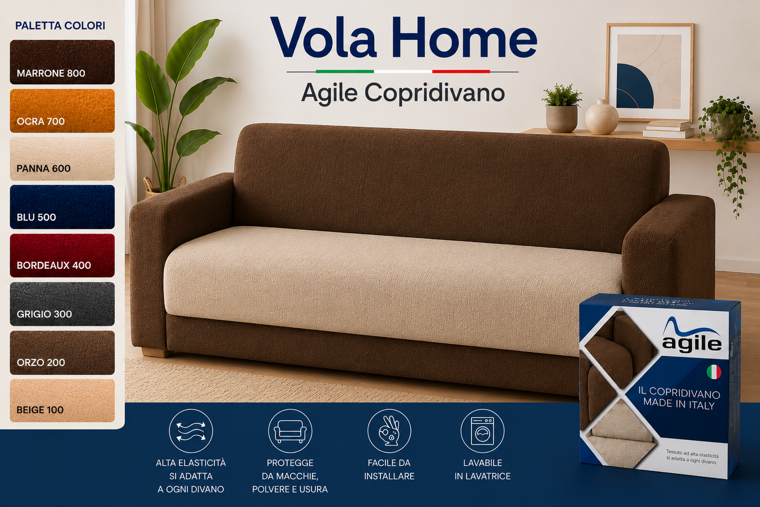Agile Copridivano Elasticizzato con Copri seduta