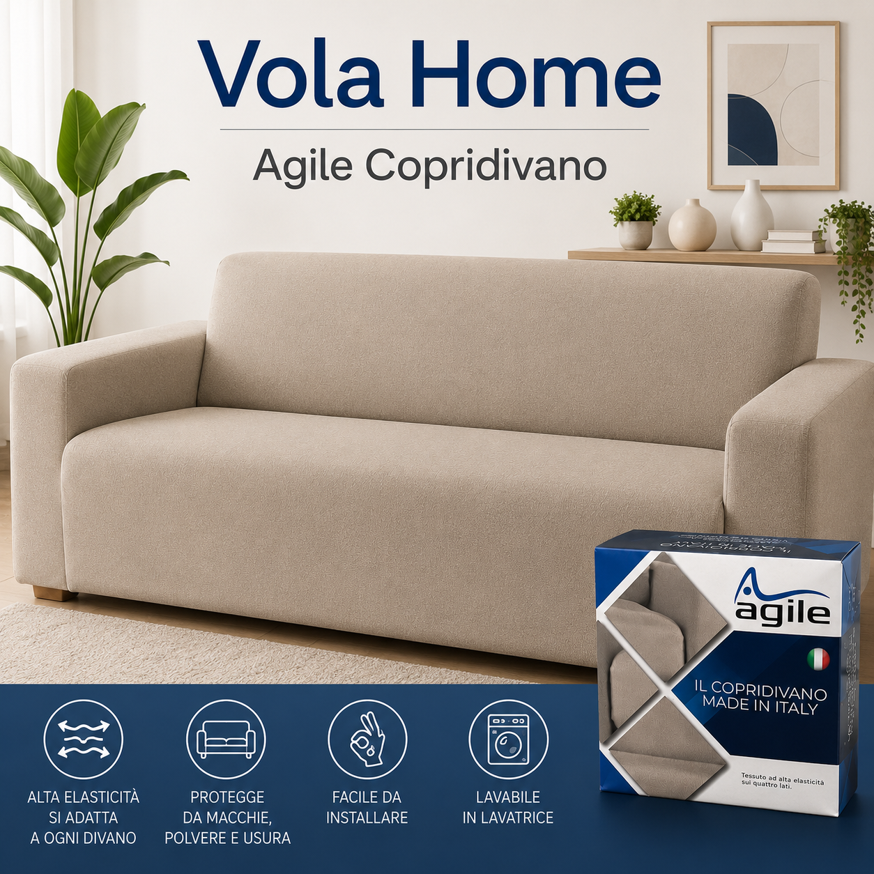 Agile Copridivano Elasticizzato con Copri seduta