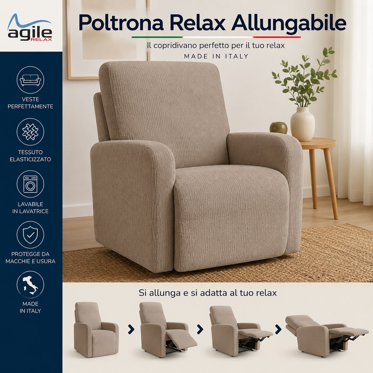 Copridivano per Poltrona Relax Allungabile